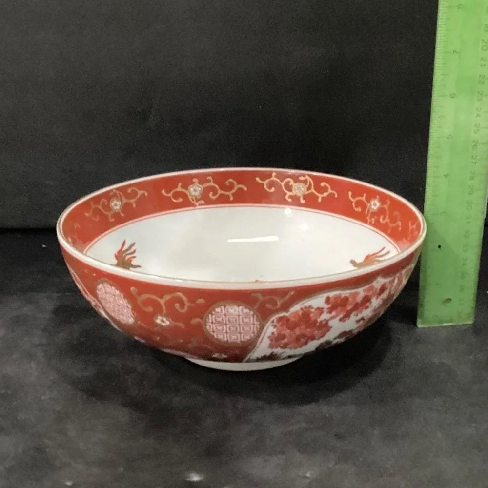 Imari Japan Vegetable Bowl, Vintage Hand Painted Floral &‎ Birds, Serving Dish